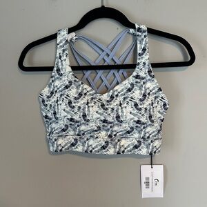ZYIA Storm Brushed Hendrix Criterion Oh So Strappy Bra Blue NEW NWT Large